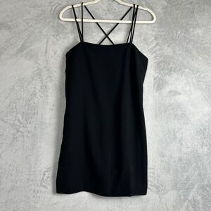 Zara Black Mini Dress Spaghetti‎ Straps Cross Back M Party Holiday Minimalist